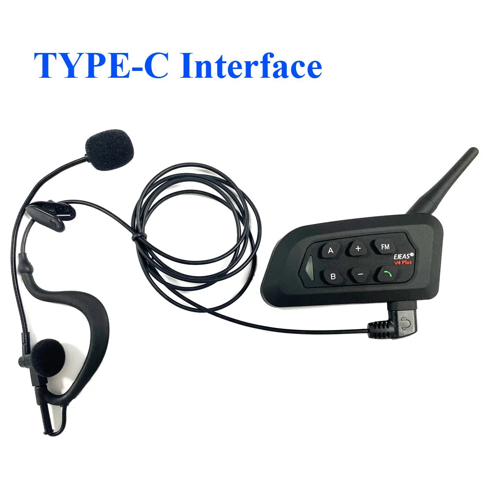 EJEAS 4PCS V4C PLUS Football Referee Intercom Headset 1500M Full Duplex Bluetooth Headphone Conference Interphone + Handbag