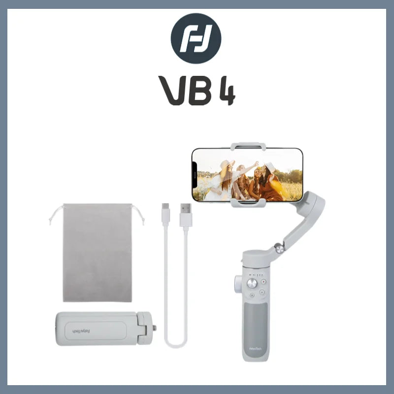 FeiyuTech VB4 Smartphone Stabilizer Face Tracking Fill light 3-Axis Phone Gimbal Built-in Selfie Stick Portable iPhone17
