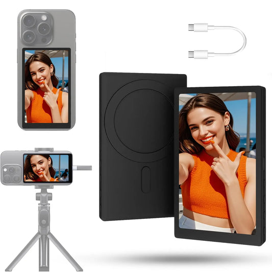 Magnetic Phone Projector Screen Android iPhone Rear Camera Selfie for Vlog Live Stream Video Recording Smart Monitor Accessory