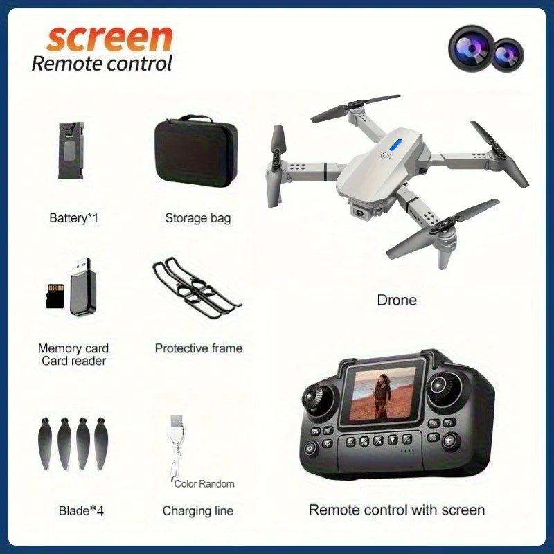 E88 Pro RC Drone WiFi FPV Height Hold Foldable Obstacle Avoidance 4K Wide-Angle HD Camera Quadrotor Helicopter Children's Toys