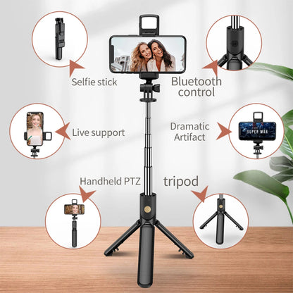 Portable Wireless Selfie Stick Extendable Tripod Stand With Bluetooth Remote for iPhone Android Vlog Live Streaming Bracket