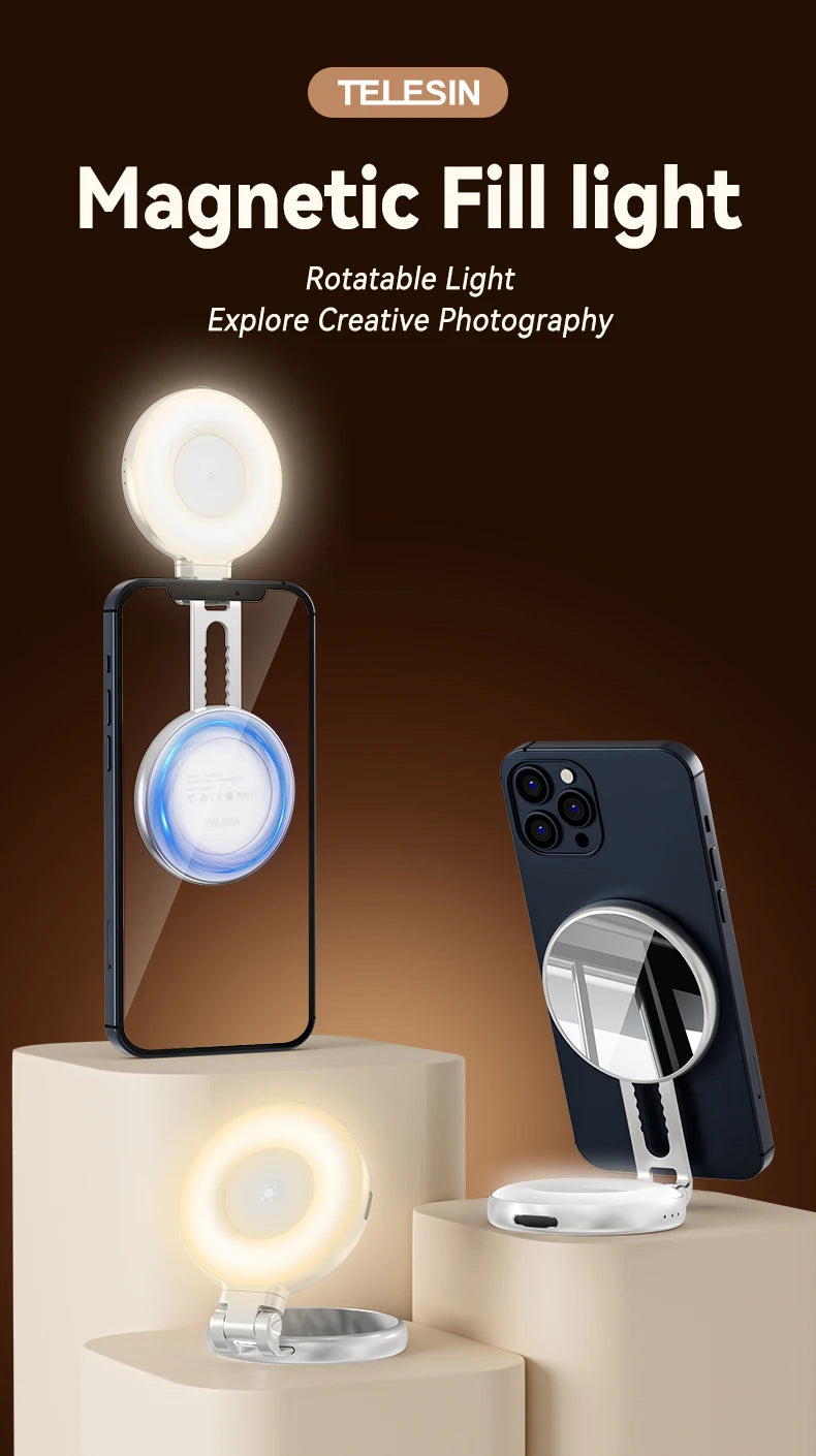 TELESIN Magnetic Phone Camera Shoot Hand Grip Phone Holder Shooting Aid Remote Control Handle for Iphone HUAWEI SAMSUNG Phone