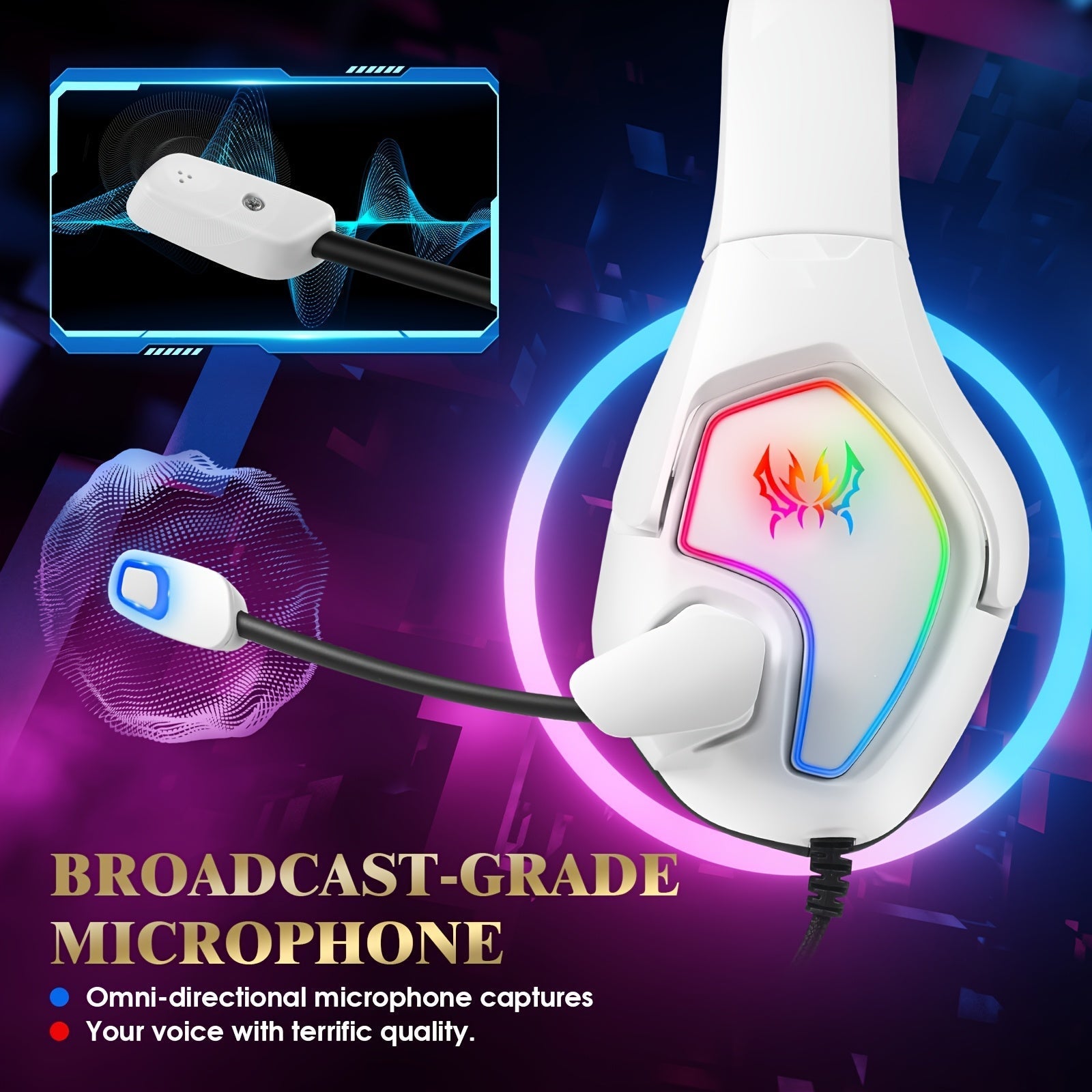 Stereo Gaming Headset for PS4 PS5 Xbox RGB 7.1-2